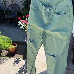 Ripped Raw Hem Wide Leg Jeans